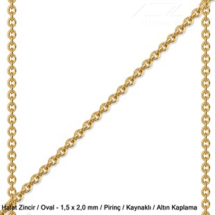 Zincir - Halat Tip - Oval 1,5 mm - Altın Kaplama - Kaynaklı  / 1 Metre