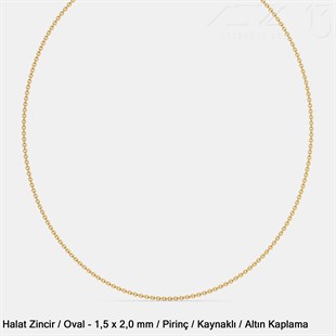 Zincir - Halat Tip - Oval 1,5 mm - Altın Kaplama - Kaynaklı  / 1 Metre