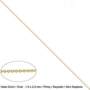 Zincir - Halat Tip - Oval 1,5 mm - Altın Kaplama - Kaynaklı  / 1 Metre