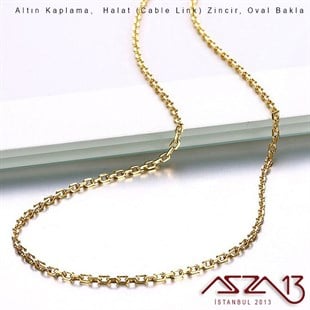 Altın  Kaplama 40 cm - 1,5 mm Pirinç Halat Tip, Klipsli Kolye Zinciri