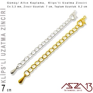 Altın ve Gümüş Kaplama -  7 cm - Klipsli Uzatma Zinciri / 1 Adet