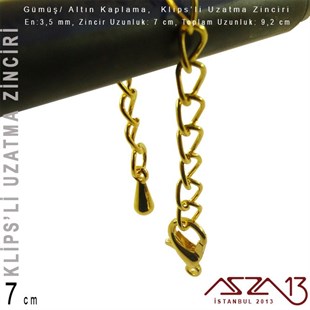 Altın ve Gümüş Kaplama -  7 cm - Klipsli Uzatma Zinciri / 1 Adet