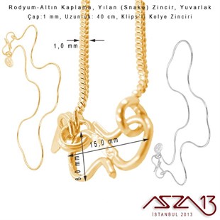 Rodyum ve Altın  Kaplama 40 cm - 1,0 mm Pirinç Yılan Tip, Klipsli Kolye Zinciri