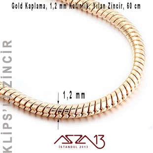 Altın Kaplama 60 cm - 1,2 mm Pirinç Yuvarlak Yılan Kolye Zinciri / Paket İçeriği 1 Adet