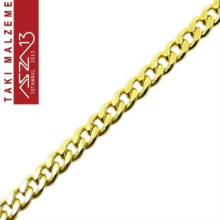 Altın Kaplama 3 mm Pirinç Traşlı Halat Zincir / Paket İçeriği 1 Metre