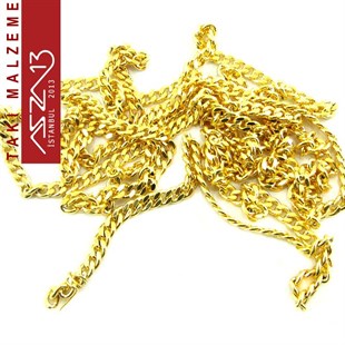 Altın Kaplama 3 mm Pirinç Traşlı Halat Zincir / Paket İçeriği 1 Metre