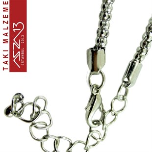 Nikel Kaplama 3,5 mm Fener Örgü 45 cm Uzunluğunda Klipsli Kolye Zinciri  / Paket İçeriği 1 Adet