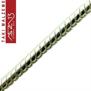 Gümüş Kaplama 3,5 mm Pirinç Yuvarlak Yılan Zincir / Paket İçeriği 1 Metre