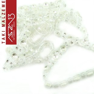 Akrilik 6,5 mm Kristal Taşlı Şeffaf Sutaşı Zincir / Paket İçeriği 1 Metre