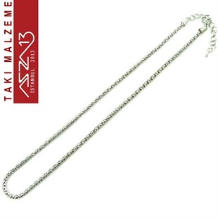 Nikel Kaplama 3,5 mm Fener Örgü 45 cm Uzunluğunda Klipsli Kolye Zinciri  / Paket İçeriği 1 Adet
