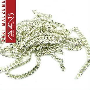 Gümüş Kaplama 3 mm Pirinç Traşlı Halat Zincir / Paket İçeriği 1 Metre