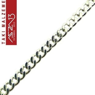 Gümüş Kaplama 3 mm Pirinç Traşlı Halat Zincir / Paket İçeriği 1 Metre