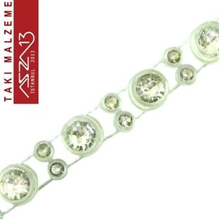 Akrilik 6,5 mm Kristal Taşlı Şeffaf Sutaşı Zincir / Paket İçeriği 1 Metre