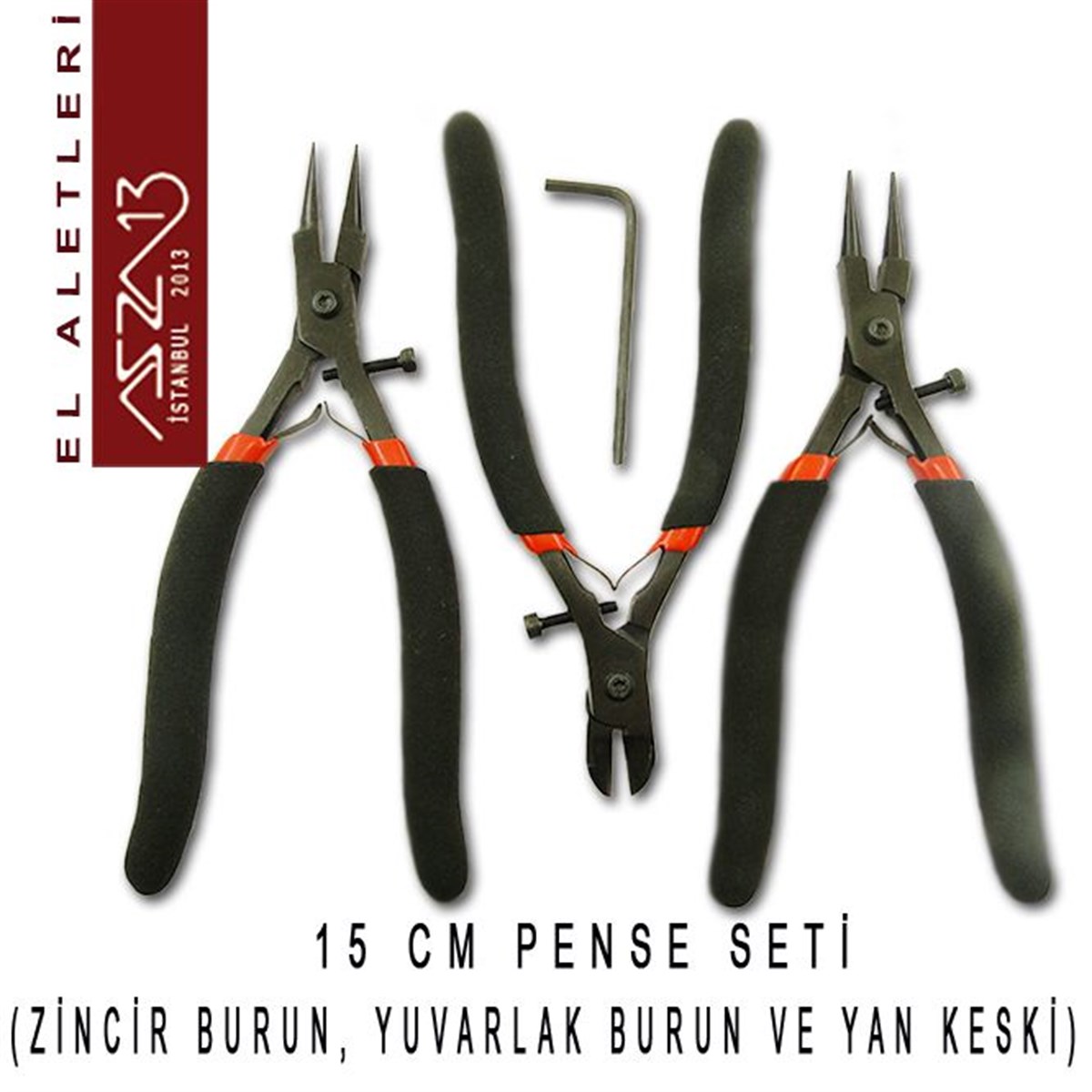 3'lü  Pense SetiALET, ARAÇ ve GEREÇBeadSmith3'lü Düz Burun, Yuvarlak Burun ve Yan Keski Seti - 150 mm