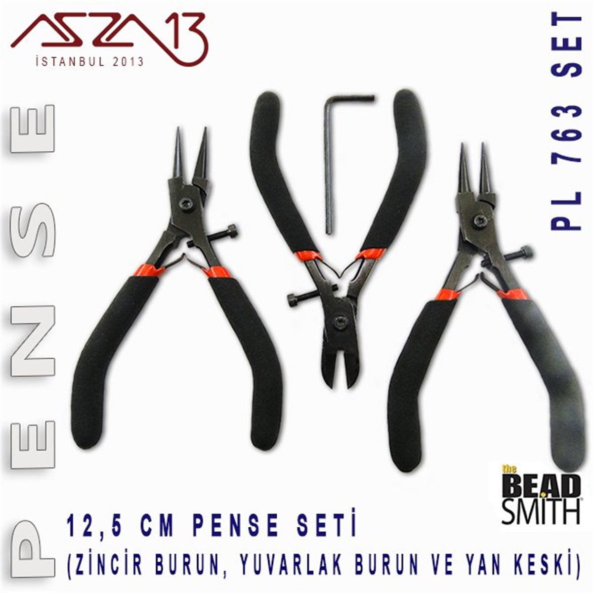 3'lü  Pense SetiALET, ARAÇ ve GEREÇBeadSmith3'lü Düz Burun, Yuvarlak Burun ve Yan Keski Seti - 125 mm