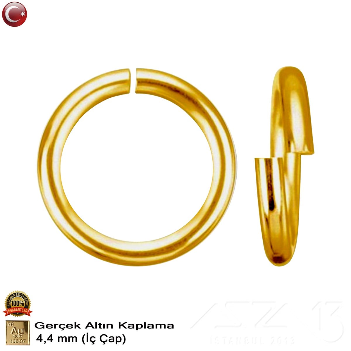 Açık ve Kapalı HalkaAçık ve Kapalı Halkaazza13067.Tm.62.Kp.95Halka - Açık - Gerçek Altın Kaplama - 4,4 mm İç Çap- 50 Adet