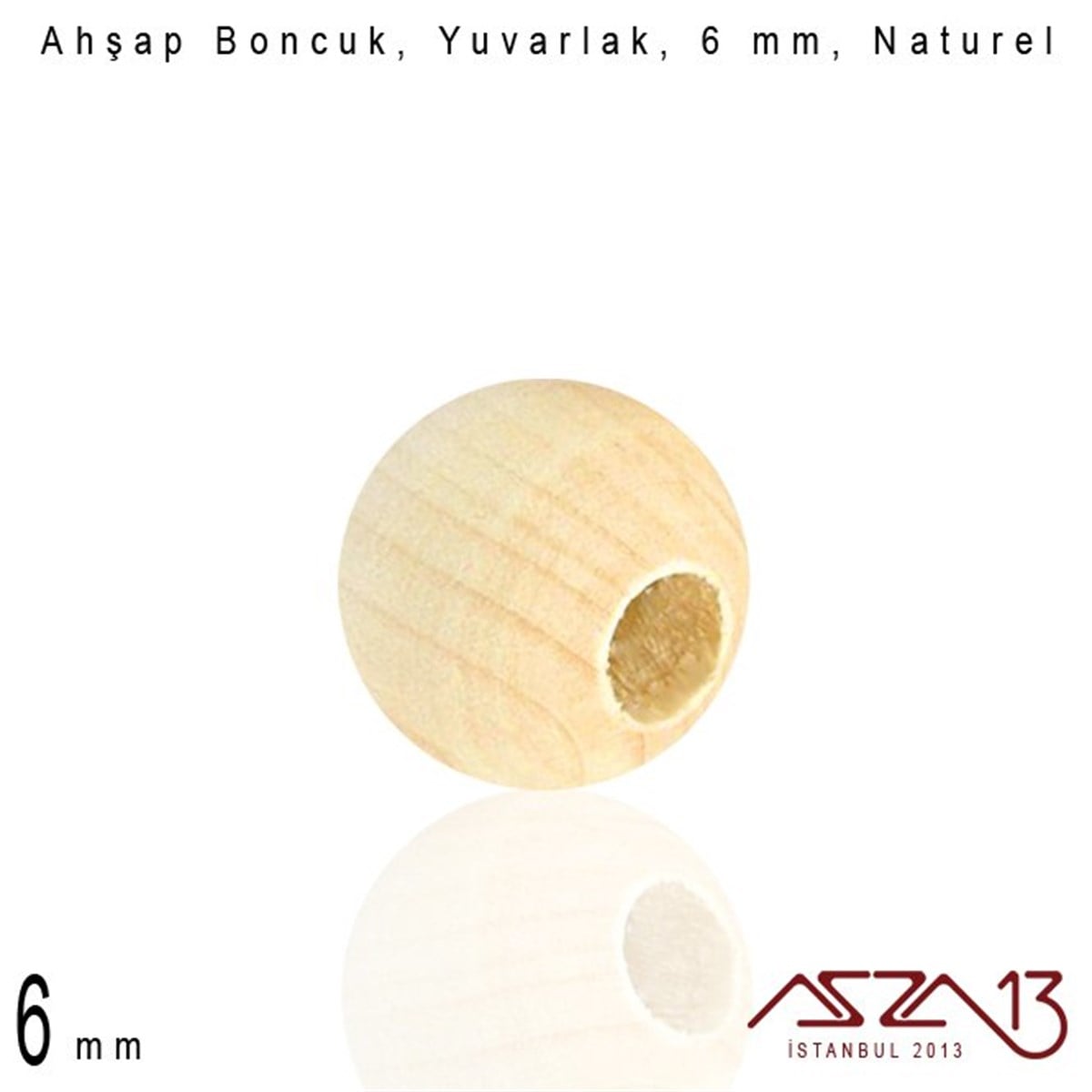 Ahşap BoncukBONCUK ve TAŞMarkasızYuvarlak 6 mm, Naturel Sandal Ağacı, Ahşap Boncuk / Paket İçeriği 40 Adet