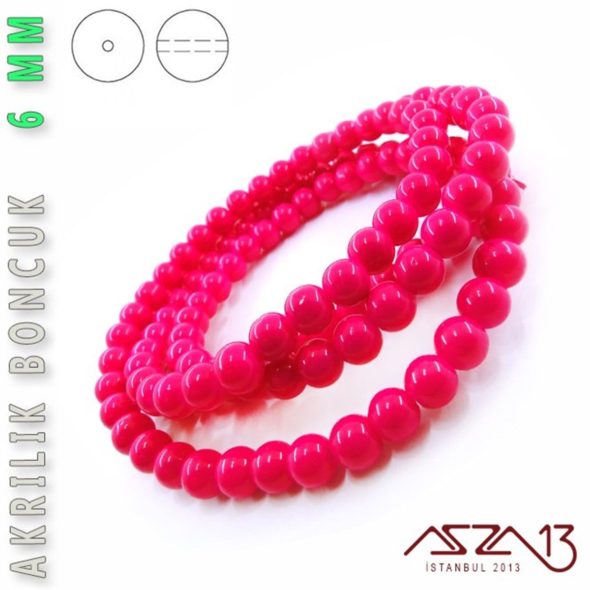 Akrilik BoncukBONCUK ve TAŞMarkasız138 Adet 6 mm Pembe Renk Opak Parlak Akrilik Boncuk (40 Gr)