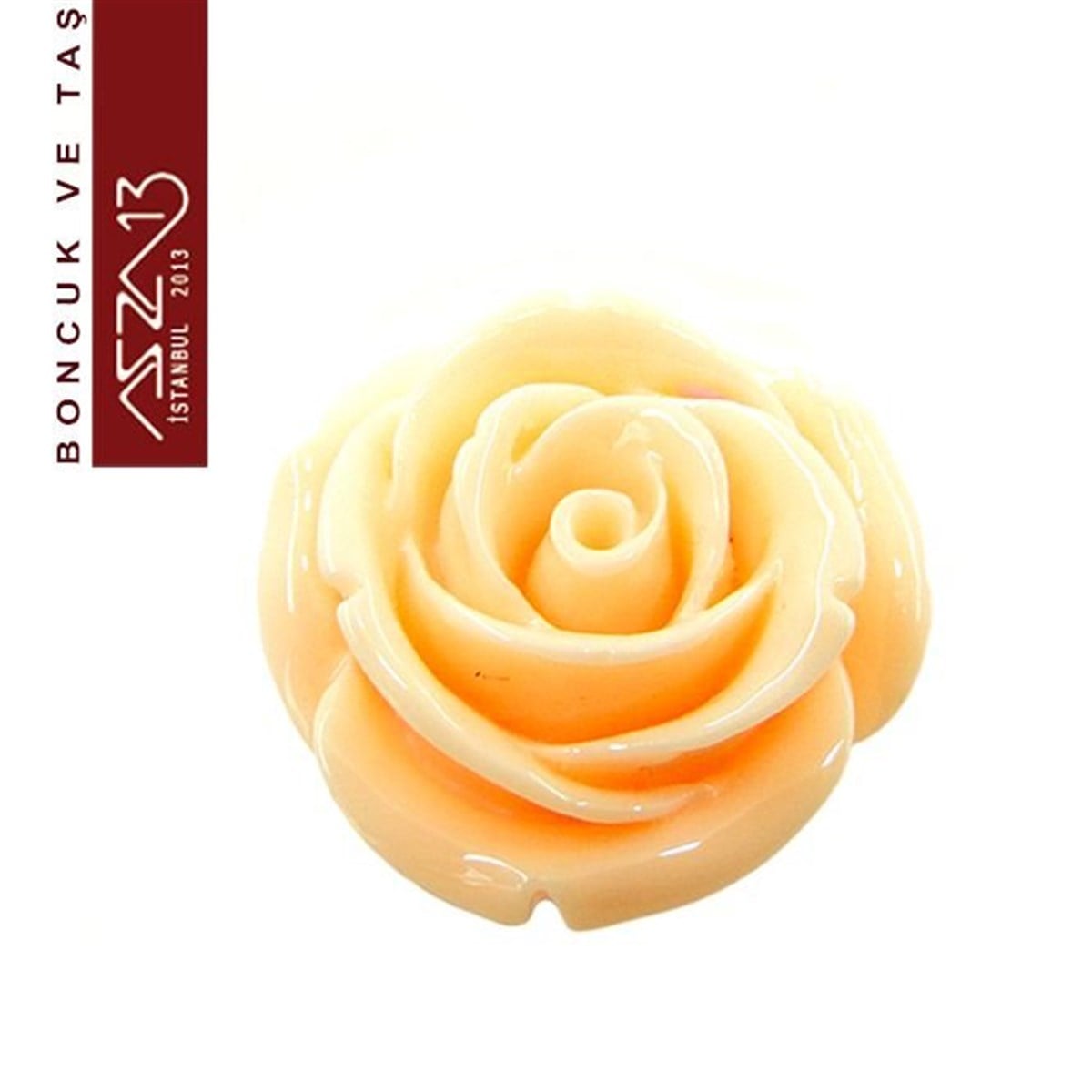 AKRİLİK TAŞBONCUK ve TAŞMarkasızPembe-Sarı Gül, 23 mm, Delikli ve Yapıştırma Yüzeyli / Paket İçeriği 1 Adet