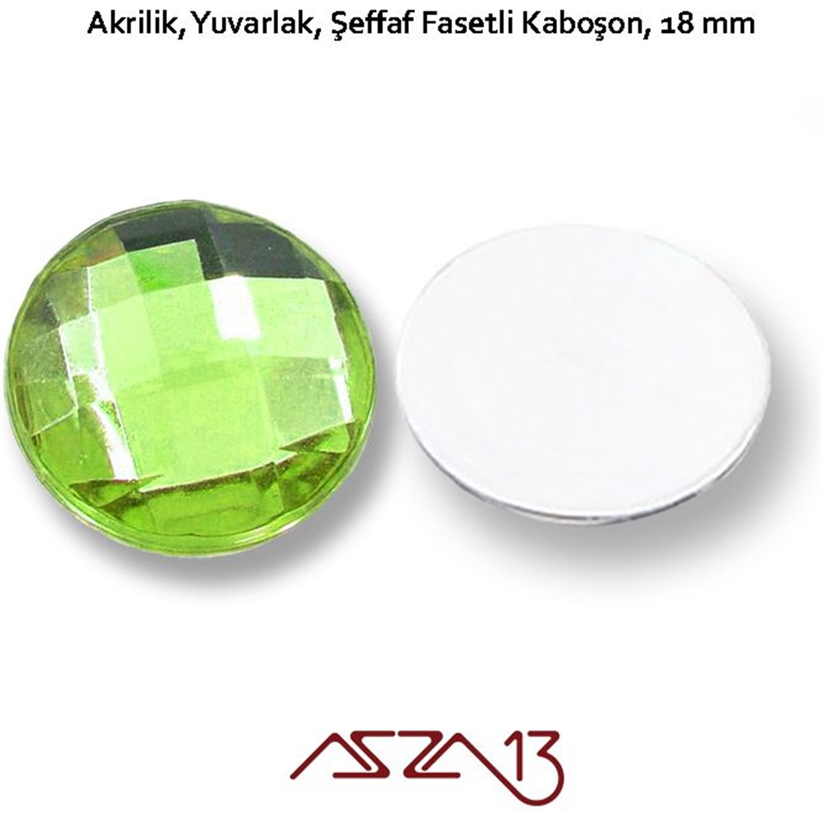 AKRİLİK TAŞKaboşon ve CameoMarkasız10 Adet 18 mm Neft Yeşil Renk Yuvarlak Akrilik Taş (7,6 gr)