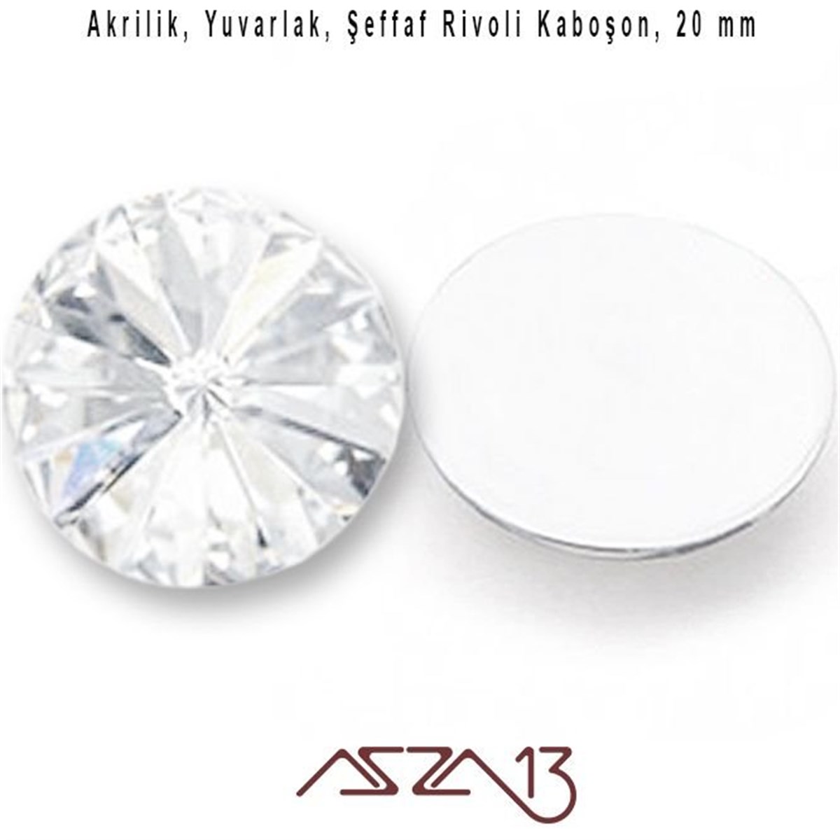 AKRİLİK TAŞKaboşon ve CameoMarkasız10 Adet 20 mm Kristal Renk Yuvarlak Akrilik Taş (8,7 gr)