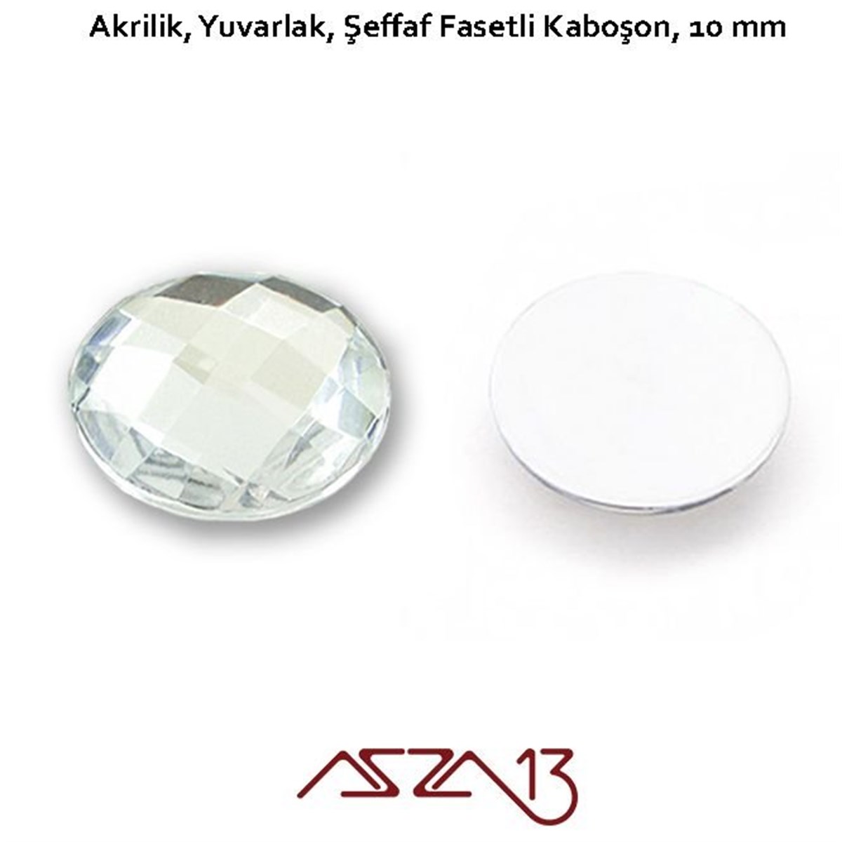 AKRİLİK TAŞKaboşon ve CameoMarkasız10 Adet 10 mm Kristal Renk Yuvarlak Akrilik Taş (1,8 gr)