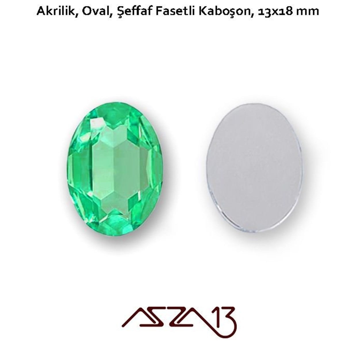 AKRİLİK TAŞKaboşon ve CameoMarkasız10 Adet 13x18 mm Yeşil Renk Oval Akrilik Taş (6,6 gr)