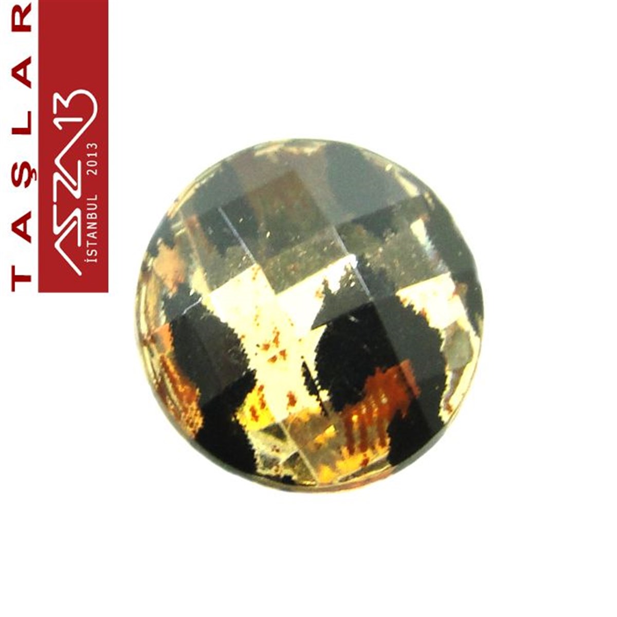 AKRİLİK TAŞKaboşon ve CameoMarkasız10 Adet 12 mm Leopar Desenli Renk Yuvarlak Akrilik Taş (3,2 gr)