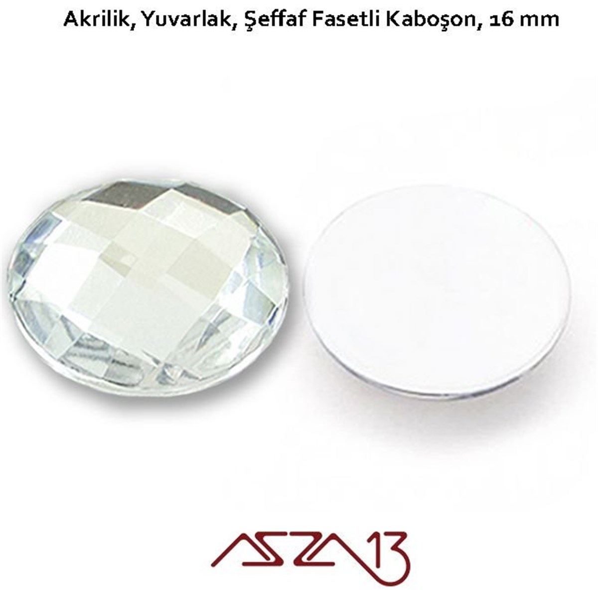 AKRİLİK TAŞKaboşon ve CameoMarkasız10 Adet 16 mm Kristal Renk Yuvarlak Akrilik Taş (5,8 gr)