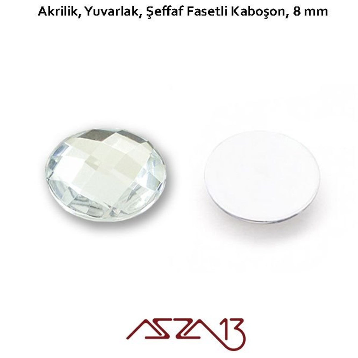 AKRİLİK TAŞKaboşon ve CameoMarkasız10 Adet 8 mm Kristal Renk Yuvarlak Akrilik Taş (1,2 gr)