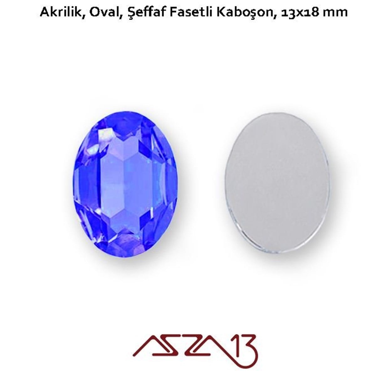 AKRİLİK TAŞKaboşon ve CameoMarkasız10 Adet 13x18 mm Gece Mavisi Renk Oval Akrilik Taş (6,6 gr)