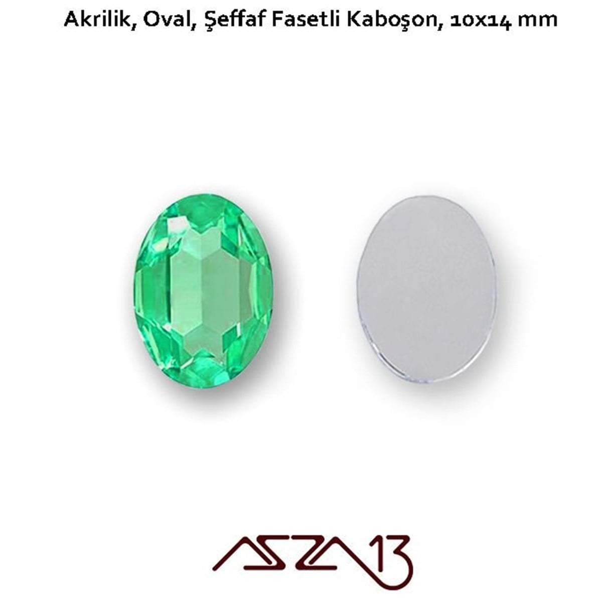 AKRİLİK TAŞKaboşon ve CameoMarkasız20 Adet 10x14 mm Yeşil Renk Oval Akrilik Taş (6,8 gr)