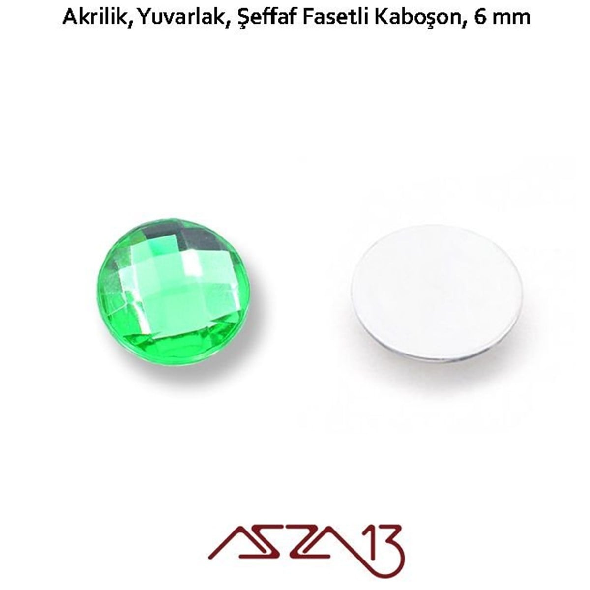 AKRİLİK TAŞKaboşon ve CameoMarkasız50 Adet 6 mm Yeşil Renk Yuvarlak Akrilik Taş (2,6 gr)