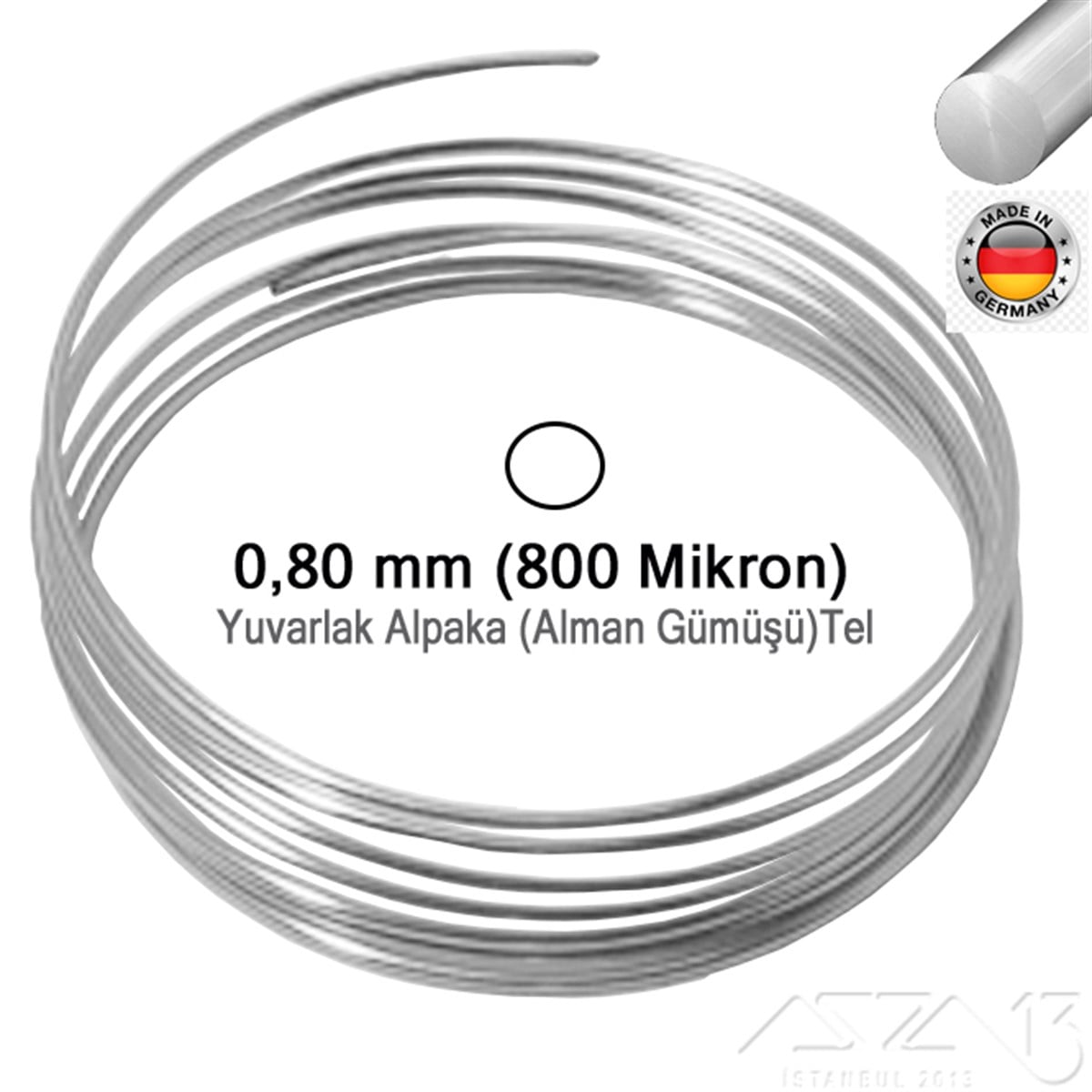 Alpaka Yuvarlak TelAlpaka TelMarkasız01.Mt.Br.Pt.22Alpaka Yuvarlak Tel / 0.8 mm / 5 Metre