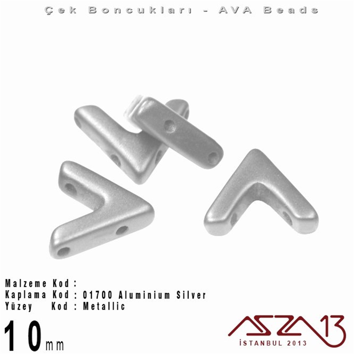 Ava Boncuk (Beads)BONCUK ve TAŞMarkasız(Ava Beads) 10 mm Aluminium Silver Boncuk / 4 Adet