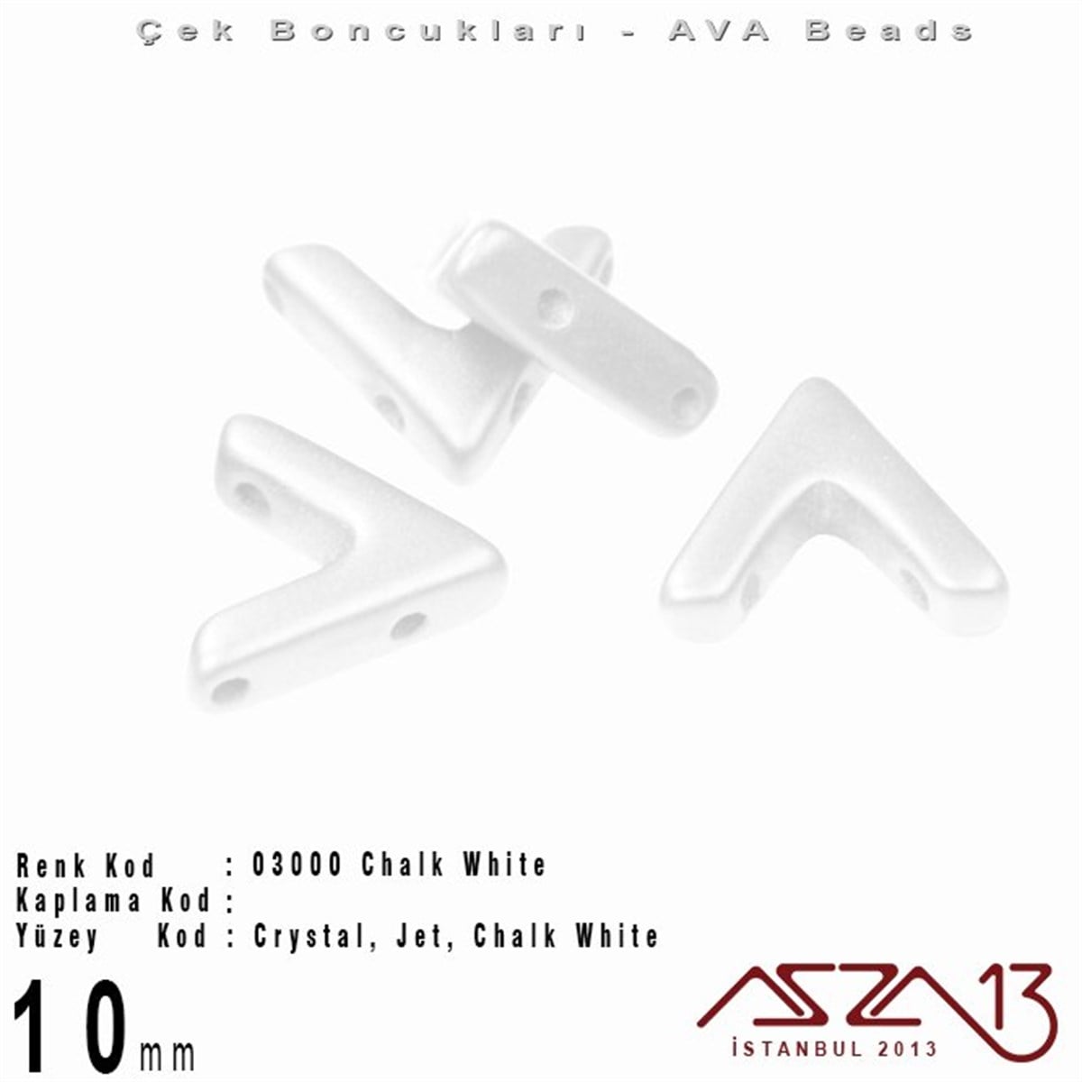 Ava Boncuk (Beads)BONCUK ve TAŞMarkasız(Ava Beads) 10 mm Chalk White Boncuk / 4 Adet