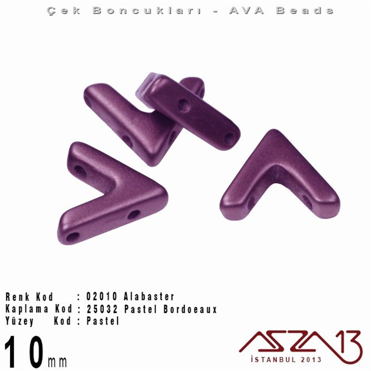 Ava Boncuk (Beads)BONCUK ve TAŞMarkasız(Ava Beads) 10 mm Alabaster Pastel Bordeaux Boncuk / 4 Adet
