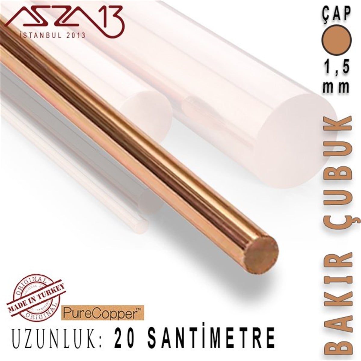 Bakır ÇubukMETALMarkasız1,5 mm Çapında, 20 cm Uzunluğunda Bakır Çubuk / Paket İçeriği 5 Adet
