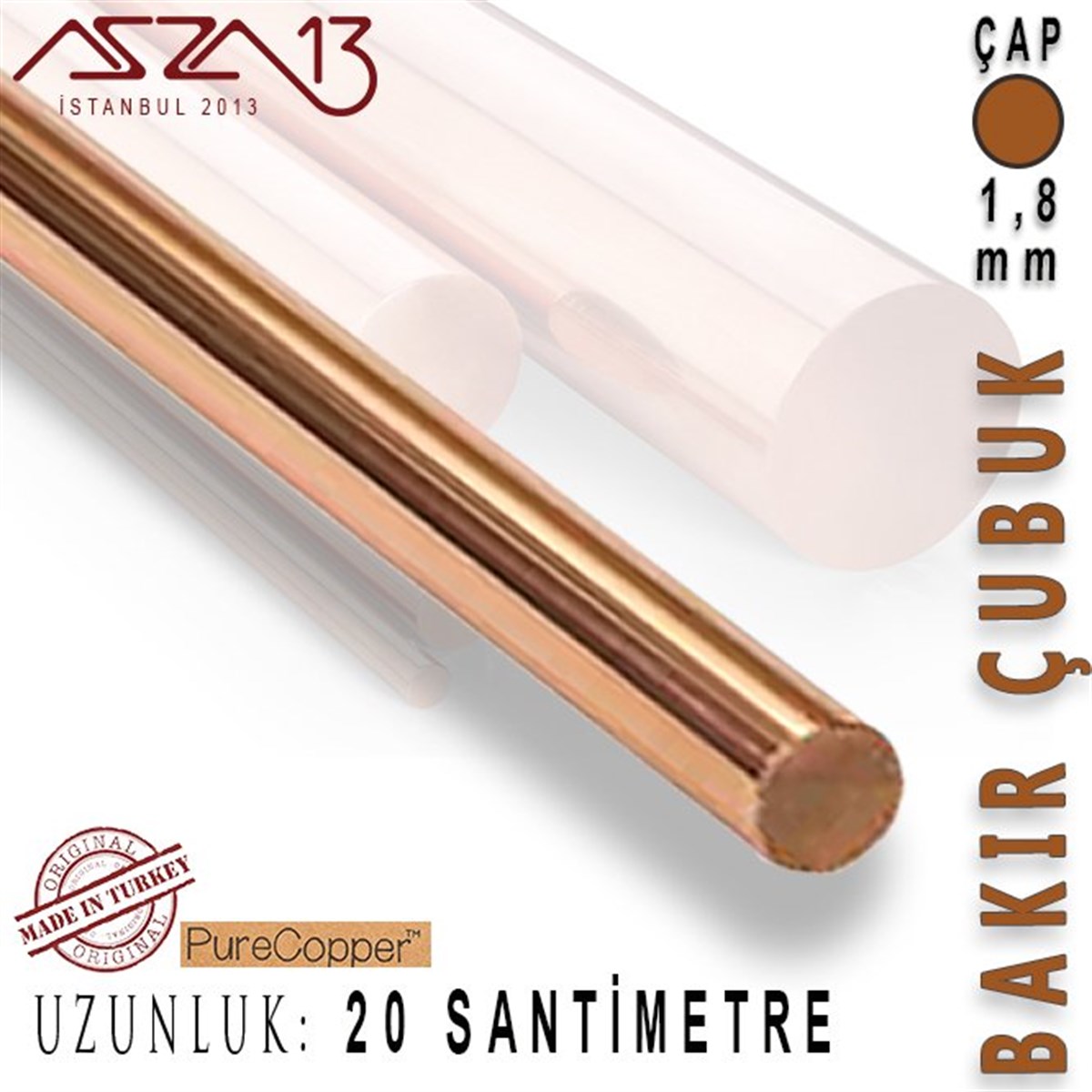 Bakır ÇubukMETALMarkasız1,8 mm Çapında, 20 cm Uzunluğunda Bakır Çubuk / Paket İçeriği 5 Adet