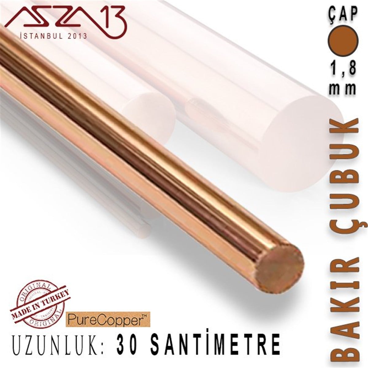Bakır ÇubukMETALMarkasız1,8 mm Çapında, 30 cm Uzunluğunda Bakır Çubuk / Paket İçeriği 5 Adet