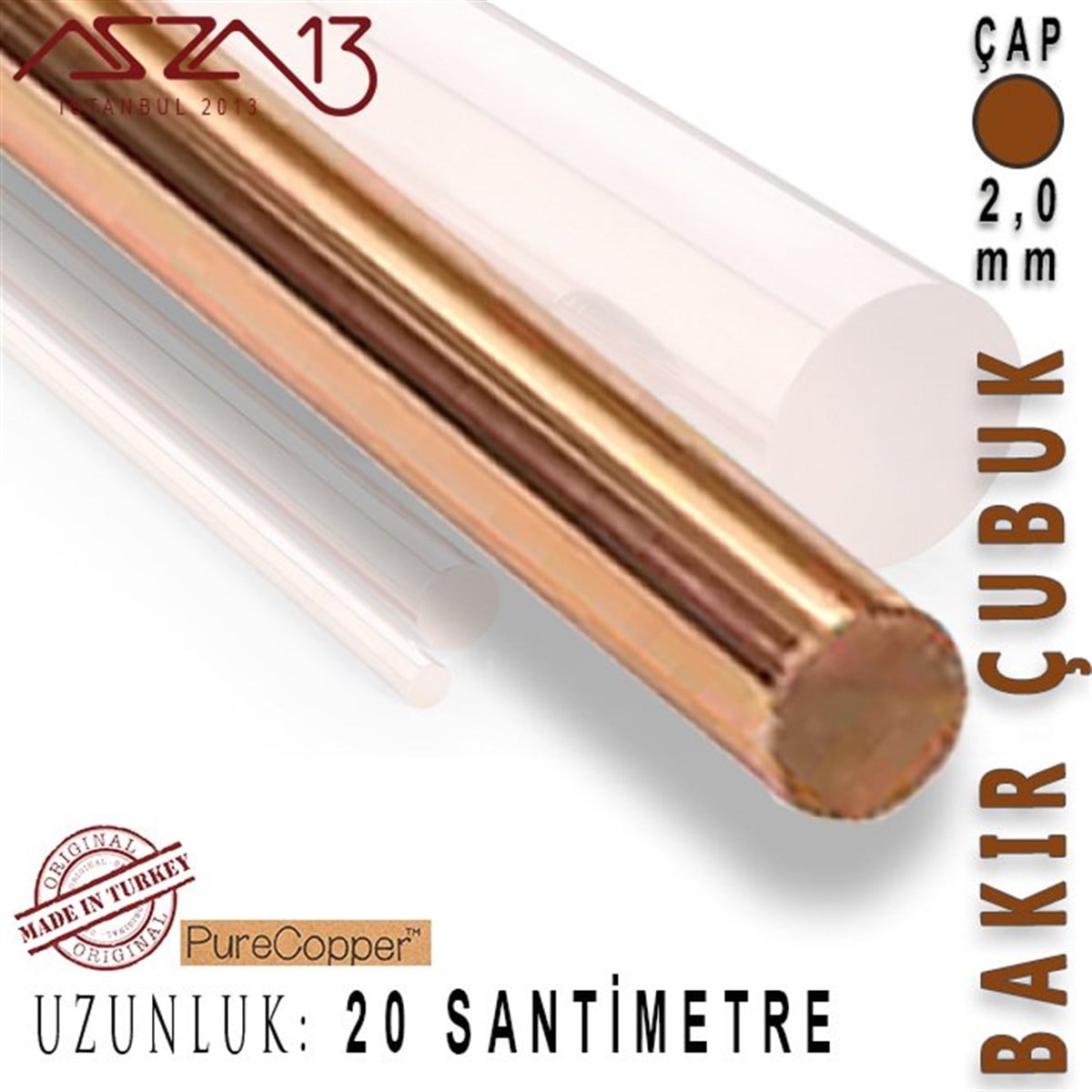 Bakır ÇubukMETALMarkasız2,0 mm Çapında, 20 cm Uzunluğunda Bakır Çubuk / Paket İçeriği 5 Adet