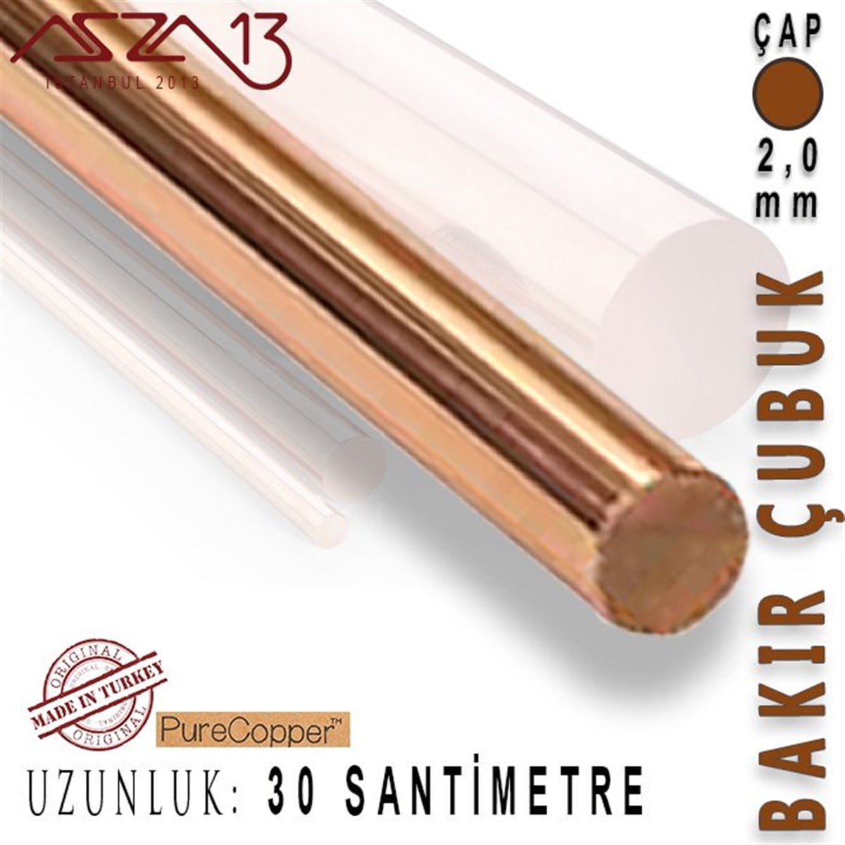 Bakır ÇubukMETALMarkasız2,0 mm Çapında, 30 cm Uzunluğunda Bakır Çubuk / Paket İçeriği 5 Adet