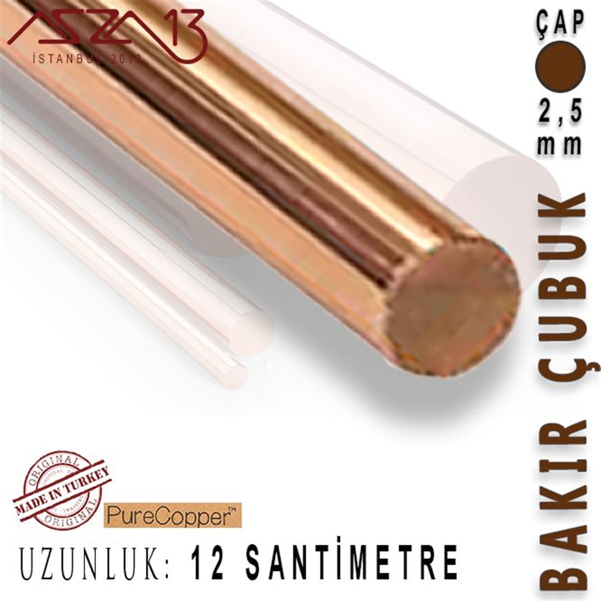 Bakır ÇubukMETALMarkasız2,5 mm Çapında, 12 cm Uzunluğunda Bakır Çubuk / Paket İçeriği 5 Adet