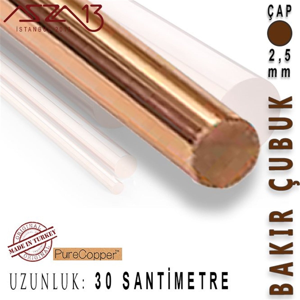 Bakır ÇubukMETALMarkasız2,5 mm Çapında, 30 cm Uzunluğunda Bakır Çubuk / Paket İçeriği 5 Adet
