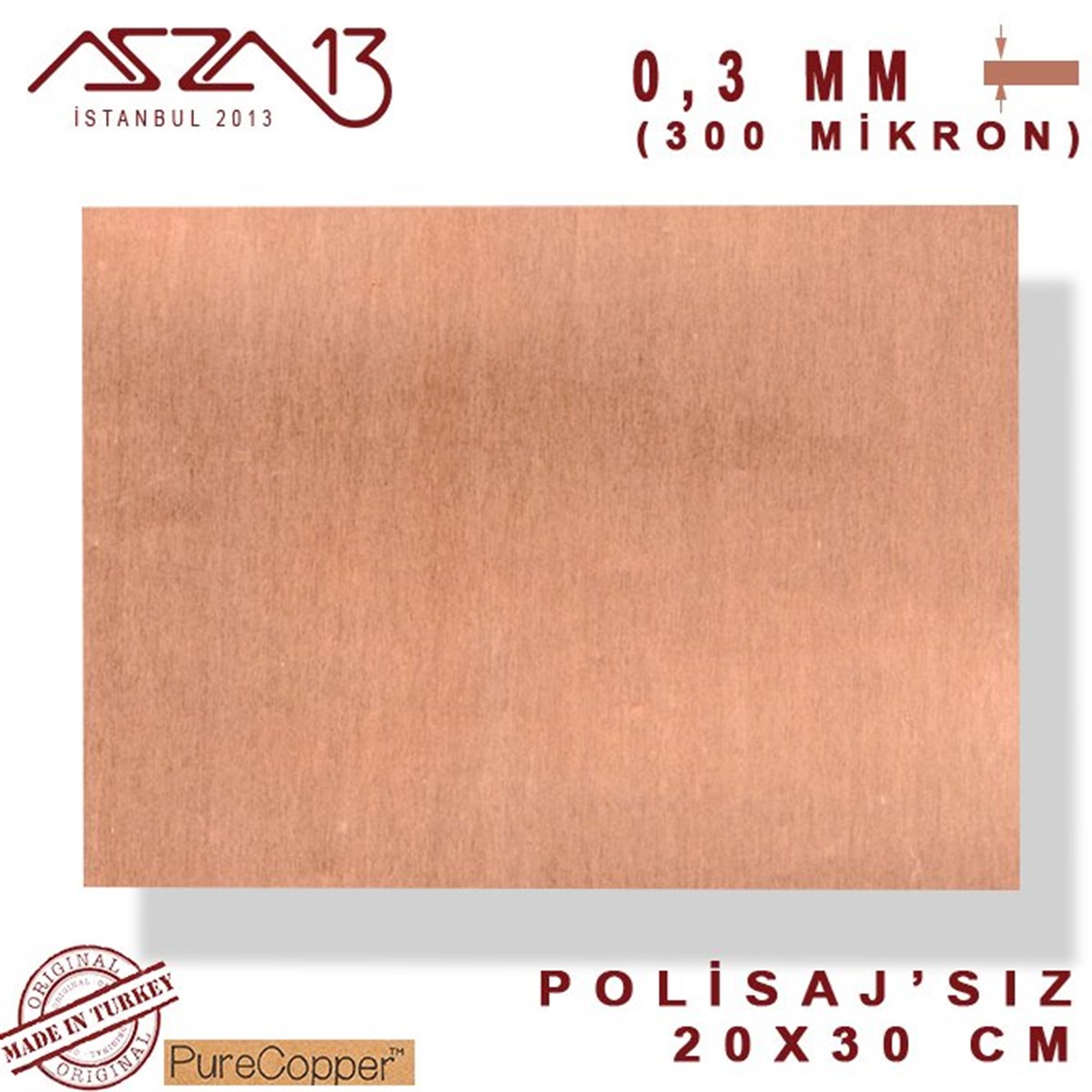 Bakır LevhaMETALMarkasız0,3 mm Bakır Levha (200 mm x 300 mm)