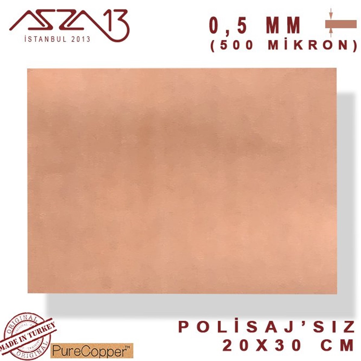 Bakır LevhaMETALMarkasız0,5 mm Bakır Levha (200 mm x 300 mm)