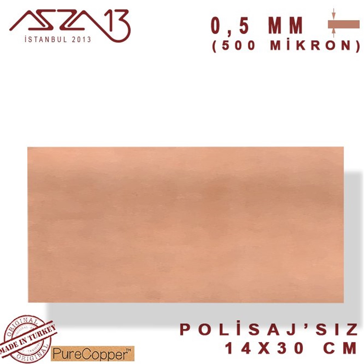 Bakır LevhaMETALMarkasız0,5mm Bakır Levha (140mm x 300mm)