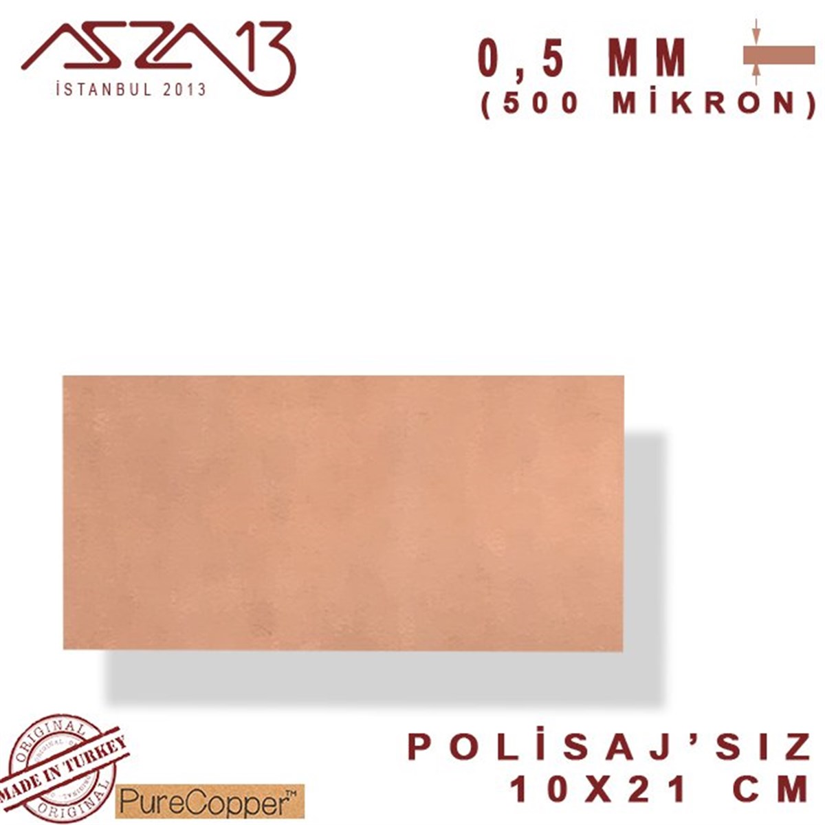 Bakır LevhaMETALMarkasız0,5mm Bakır Levha (100mm x 210mm)