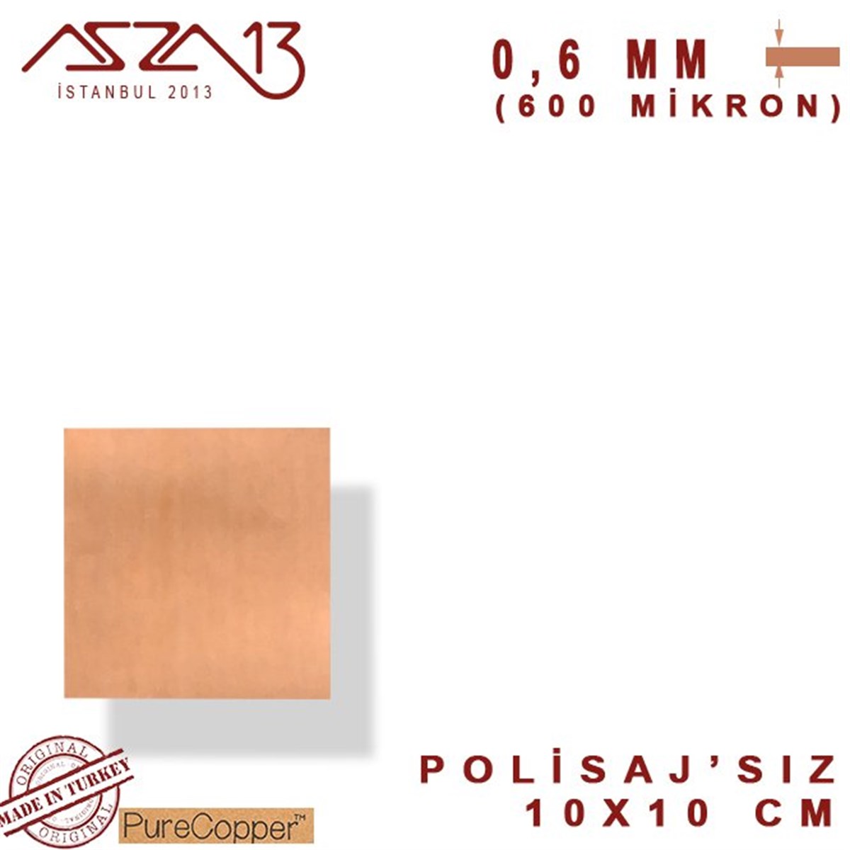 Bakır LevhaMETALMarkasız0,6 mm Bakır Levha (100 mm x 100 mm)