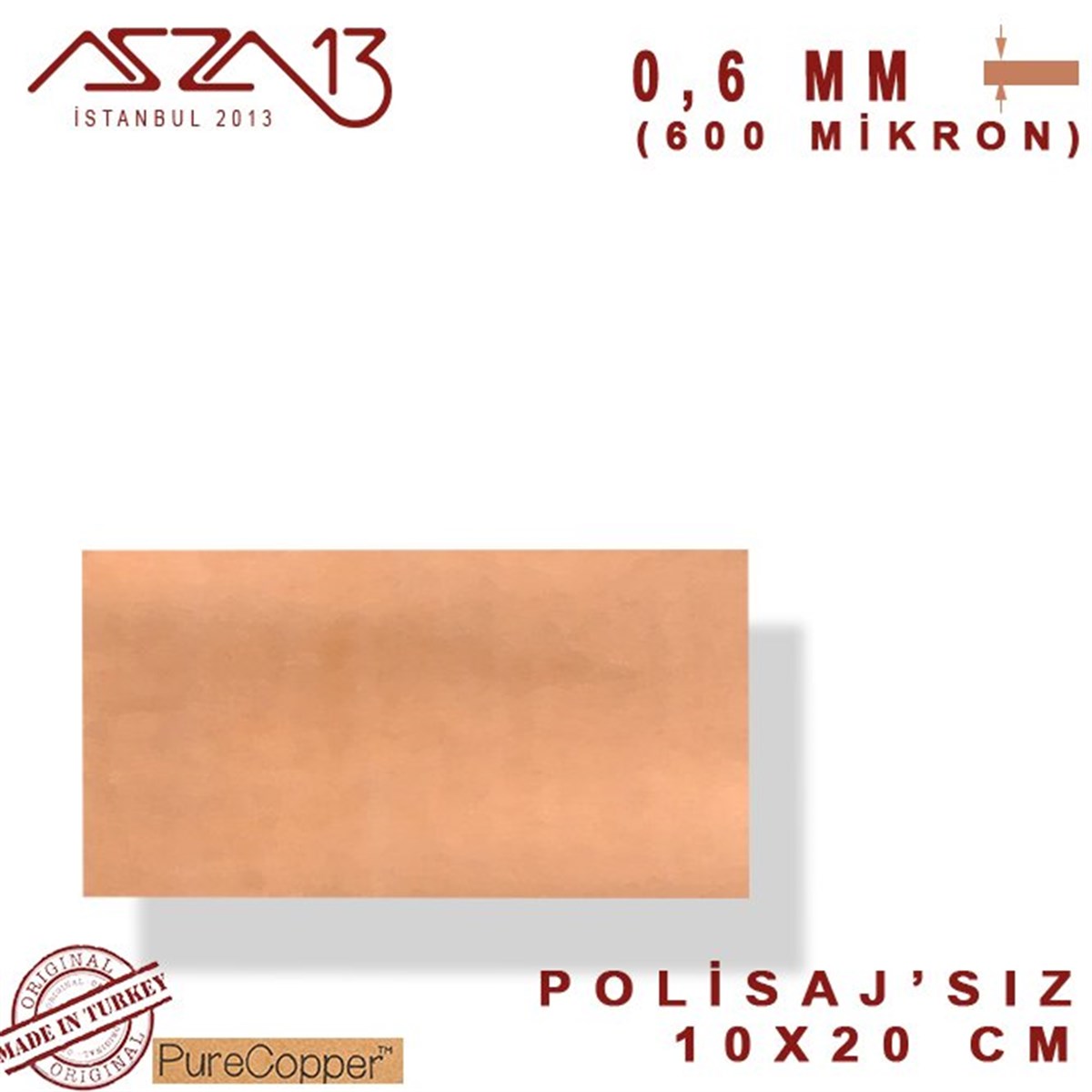 Bakır LevhaMETALMarkasız0,6mm Bakır Levha (100mm x 200mm)